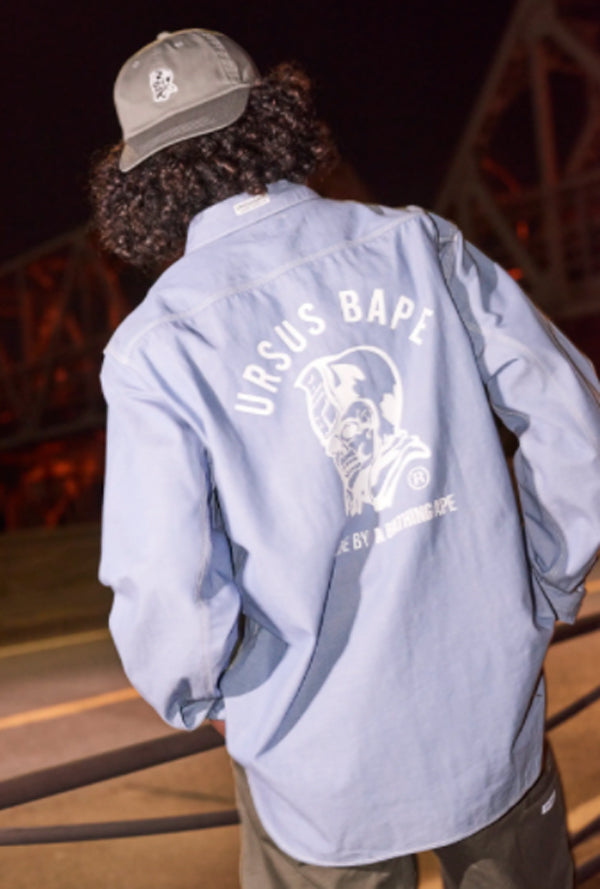 A BATHING APE URSUS CHAMBRAY RELAXED SHIRT – happyjagabee store