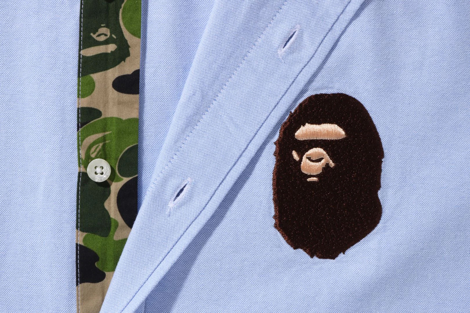 A BATHING APE LARGE APE HEAD OXFORD BD SHIRT