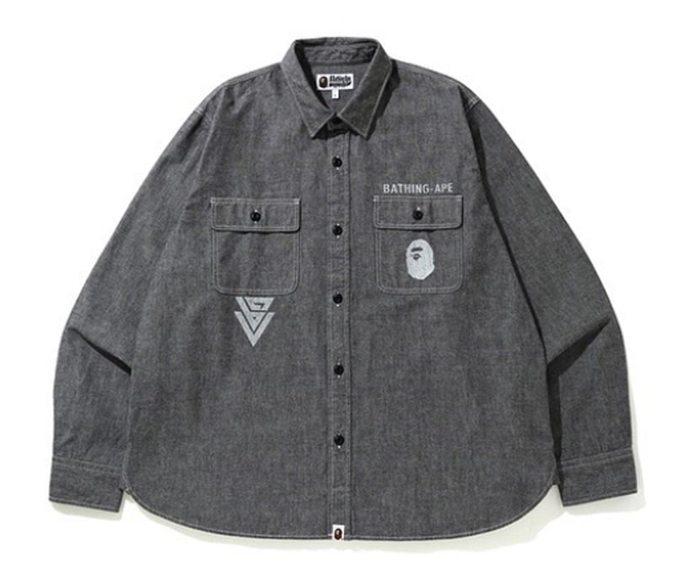 A BATHING APE CHAMBRAY RELAXED SHIRT