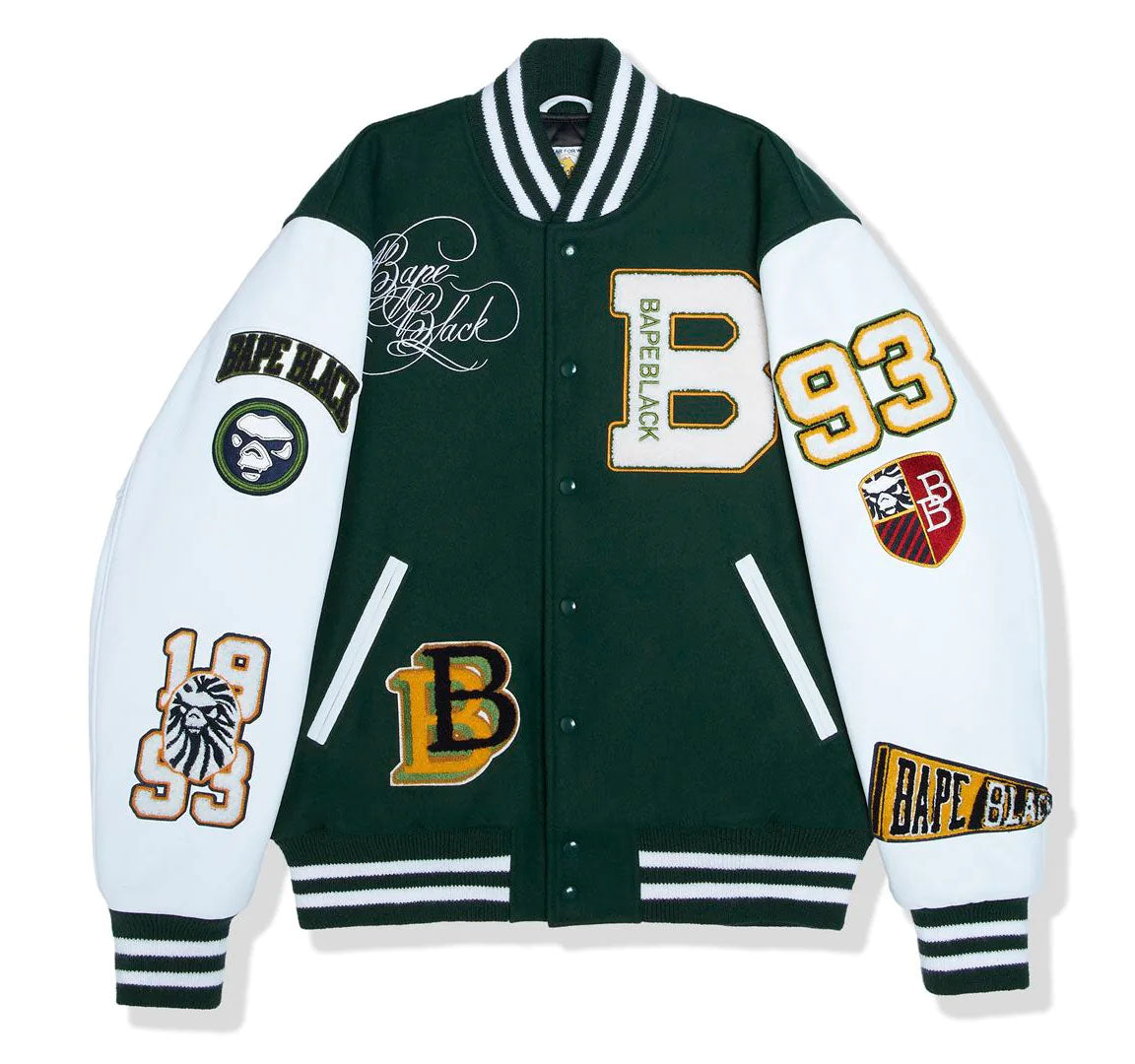 A BATHING APE - BAPE BLACK x GOLDEN BEAR SPORTSWEAR VARSITY JACKET