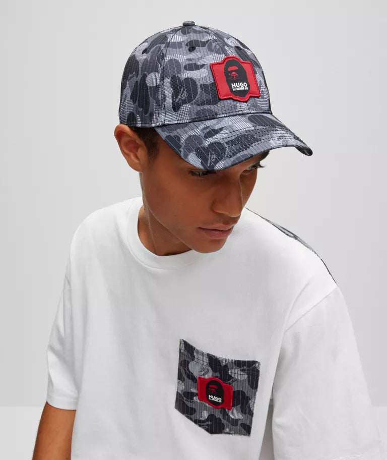 HUGO x Mr. BATHING APE COTTON - POPLIN CAP WITH CAMOUFLAGE PATTERN