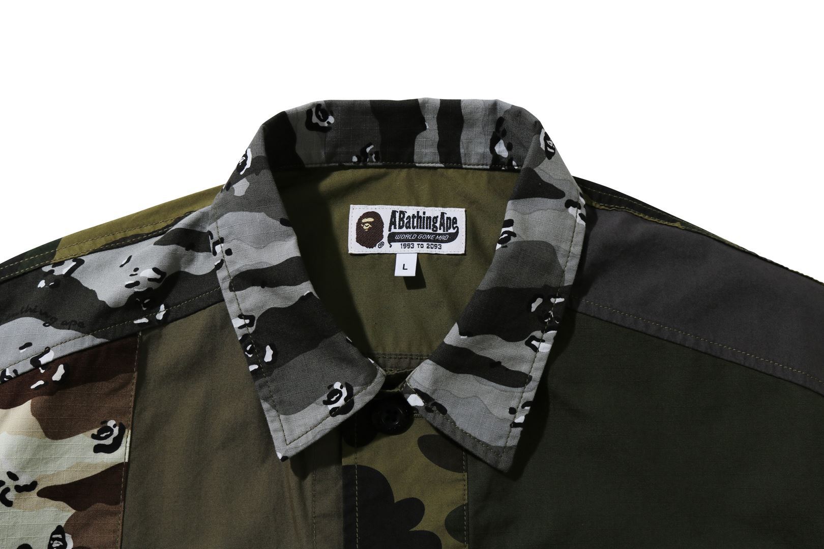 A BATHING APE CRAZY CAMO RELAXED MILITARY SHIRT