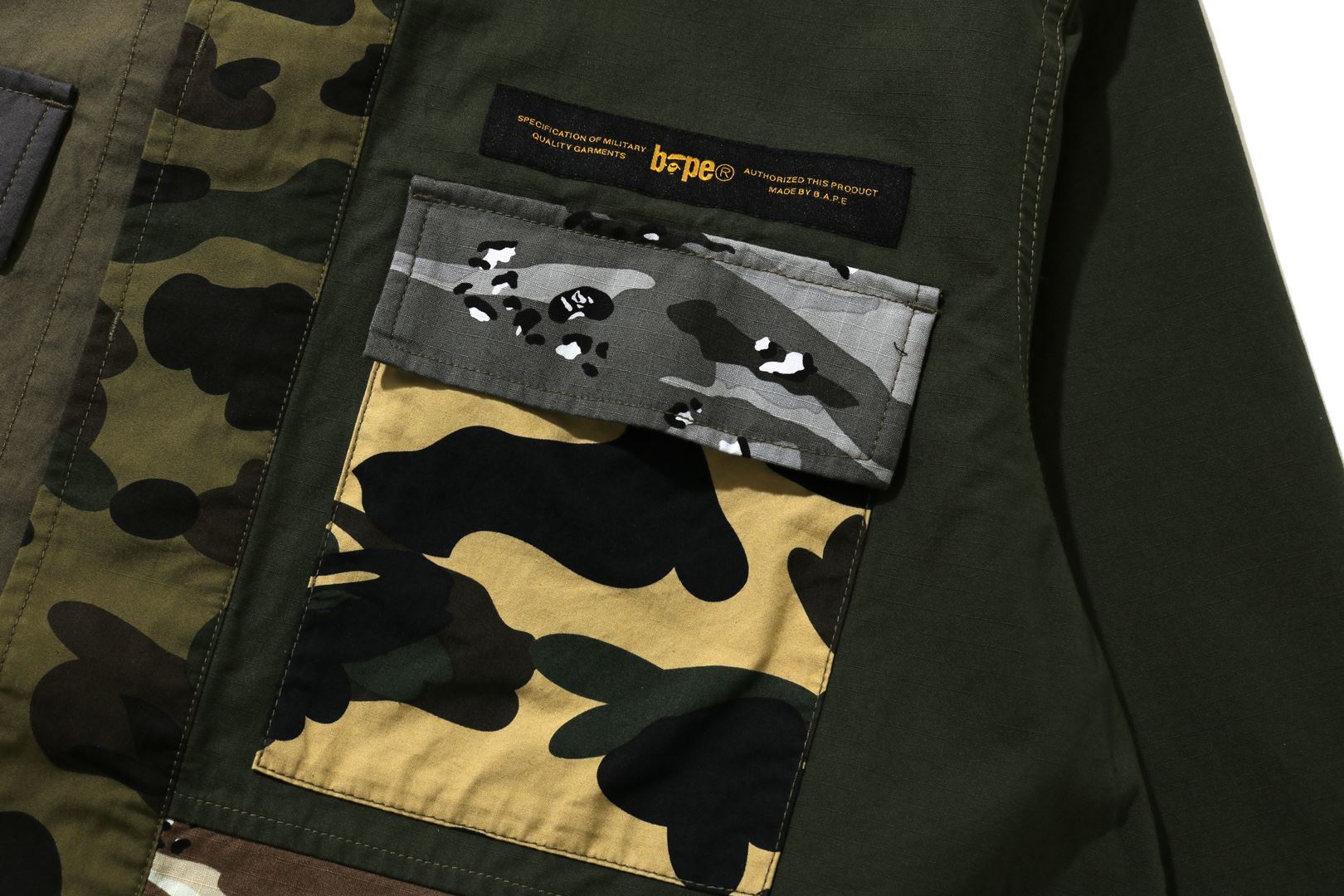 A BATHING APE CRAZY CAMO RELAXED MILITARY SHIRT