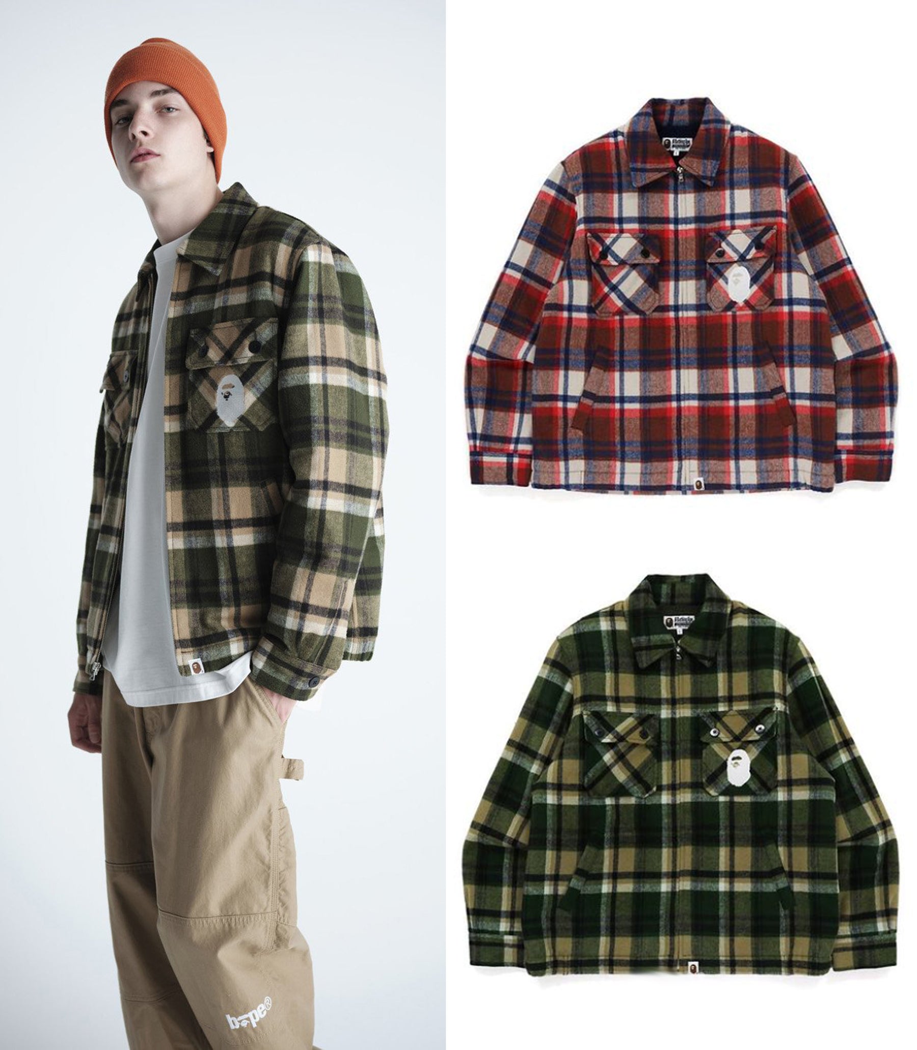 A BATHING APE BAPE CHECK ZIP CPO JACKET