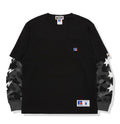 A BATHING APE × RUSSELL ATHLETIC BAPE x RUSSELL COLOR CAMO COLLEGE LAYERD L/S TEE