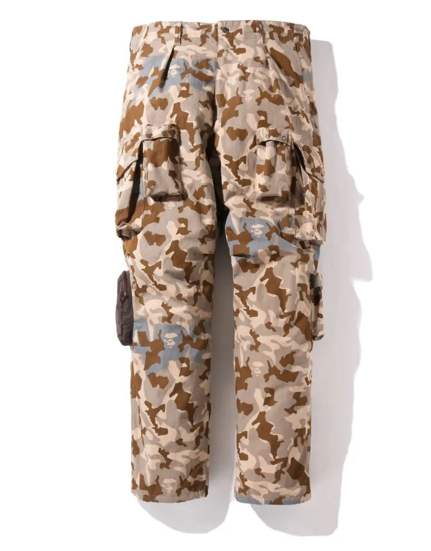 A BATHING APE SAND CAMO MULTI POCKET WIDE FIT PANTS