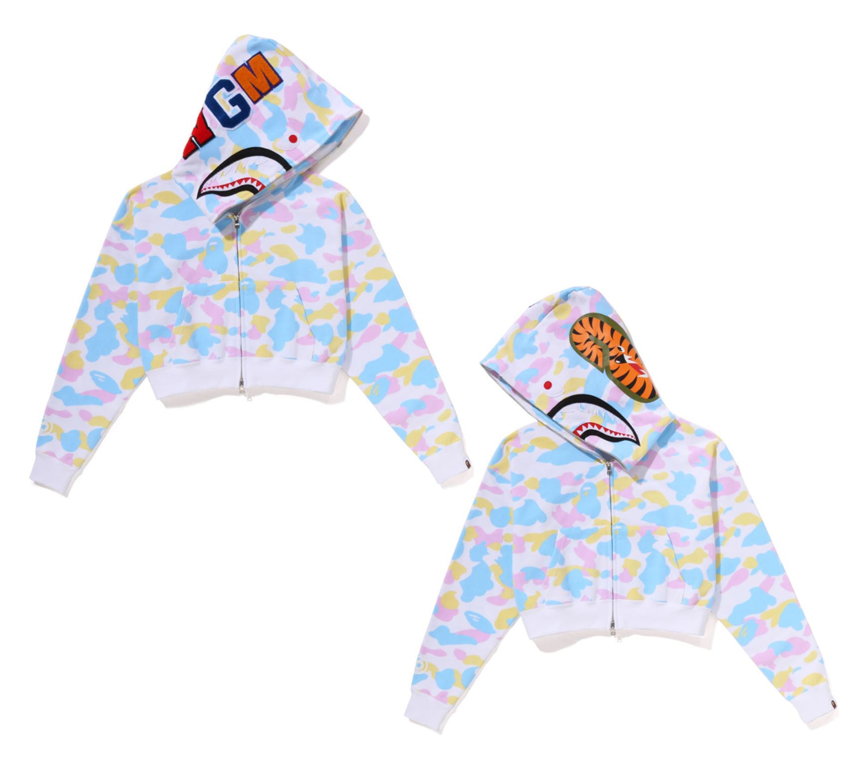 BAPE STORE® MIAMI 3RD ANNIV. CROPPED SHARK FULL ZIP HOODIE LADIES