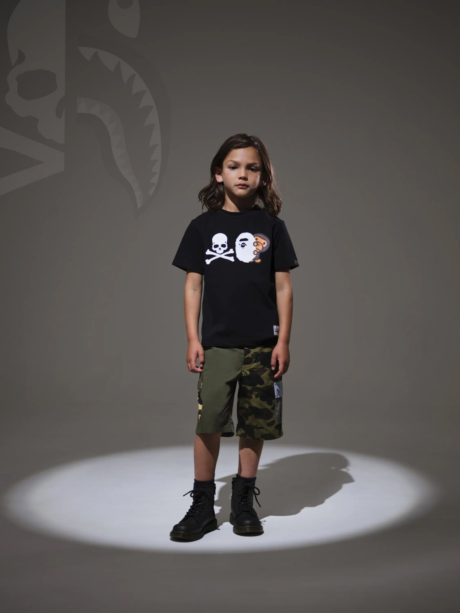 A BATHING APE BAPE KIDS 15TH ANNIVERSARY X mastermind APE HEAD & MILO TEE [  KIDS ]