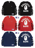 A BATHING APE × RUSSELL ATHLETIC BAPE x RUSSELL COLOR CAMO COLLEGE LAYERD L/S TEE