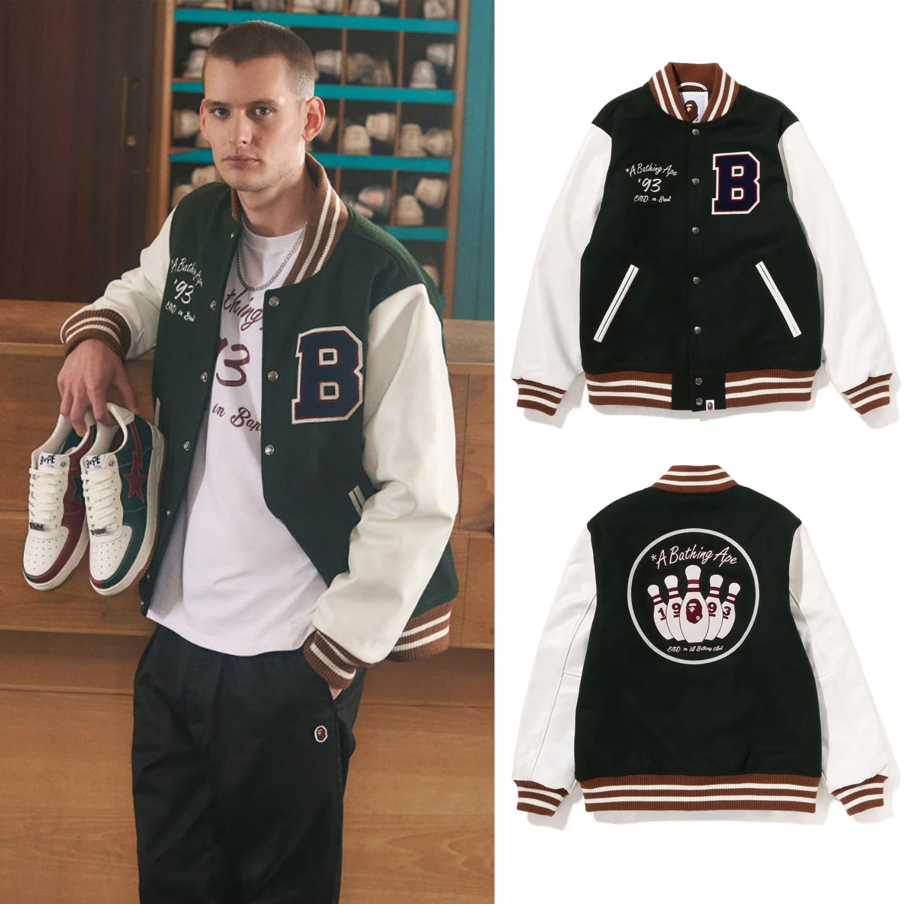 A BATHING APE BAPE x END. VARSITY JACKET – happyjagabee store