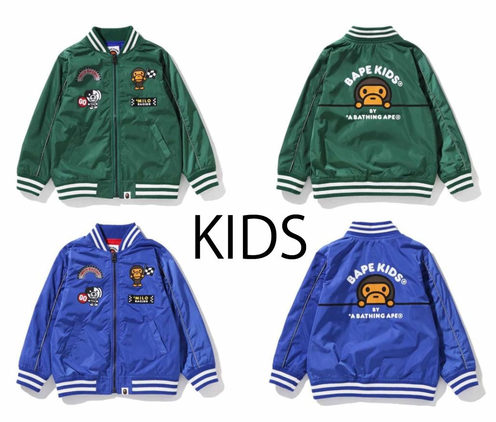 A BATHING APE BAPE KIDS BABY MILO RACING TEAM EMBLEM PRINT JACKET