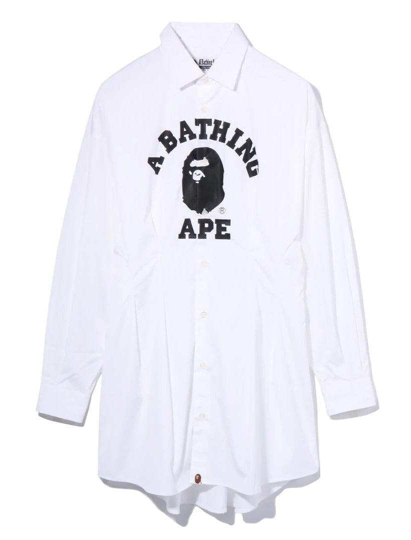 A BATHING APE Ladies' COLLEGE WAIST TUCK SHIRT ONEPIECE