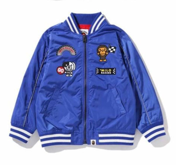 A BATHING APE BAPE KIDS BABY MILO RACING TEAM EMBLEM PRINT JACKET