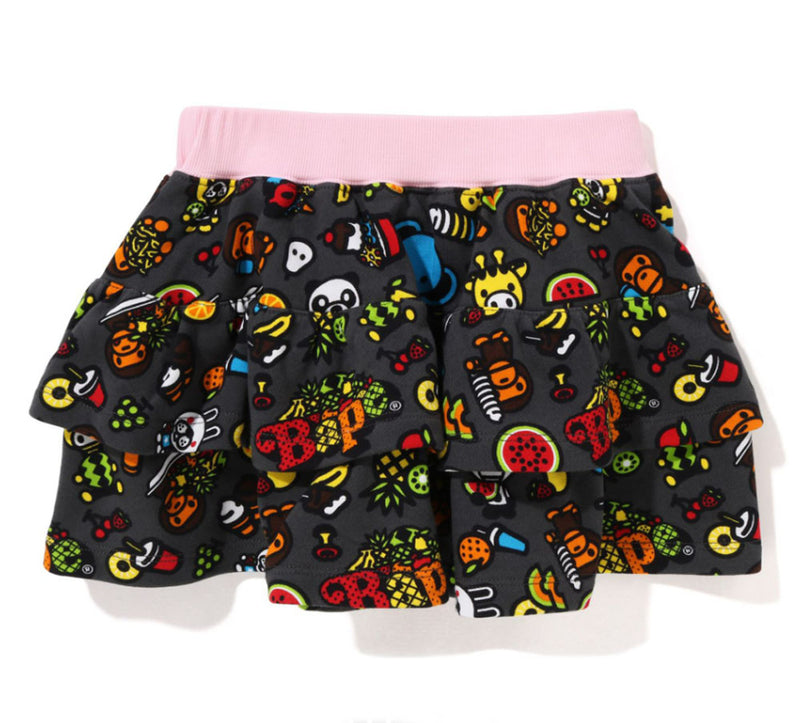 A BATHING APE BAPE KIDS BABY MILO MIXED FRUIT FRILL SKIRT