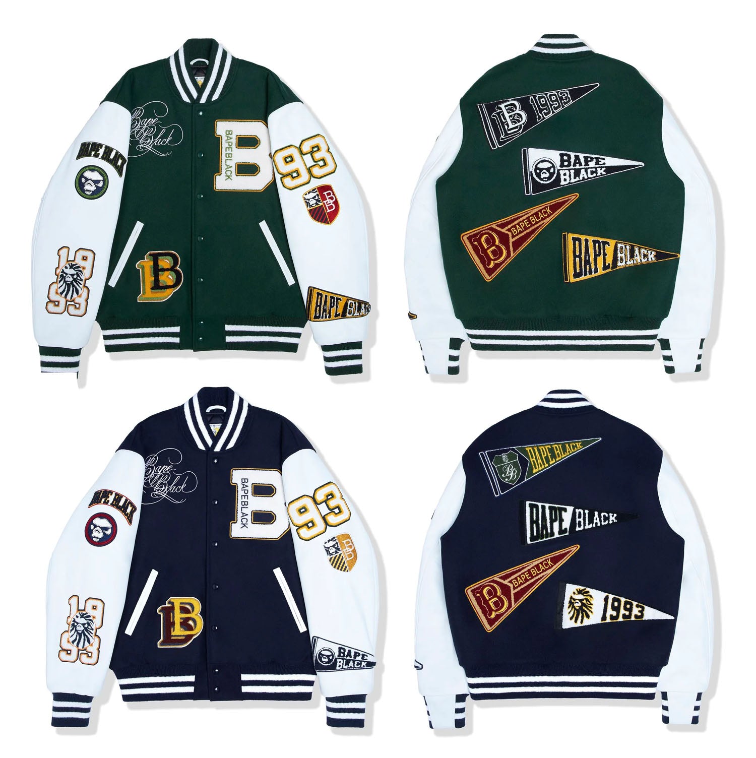 A BATHING APE - BAPE BLACK x GOLDEN BEAR SPORTSWEAR VARSITY JACKET