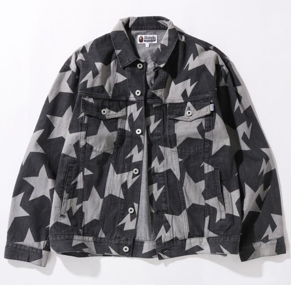 A BATHING APE◇STA PATTERN LOOSE FIT DENIM JACKET/Gジャン/M/デニム