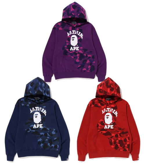 A BATHING APE COLOR CAMO COLLEGE CUTTING RELAXED FIT HOODIE