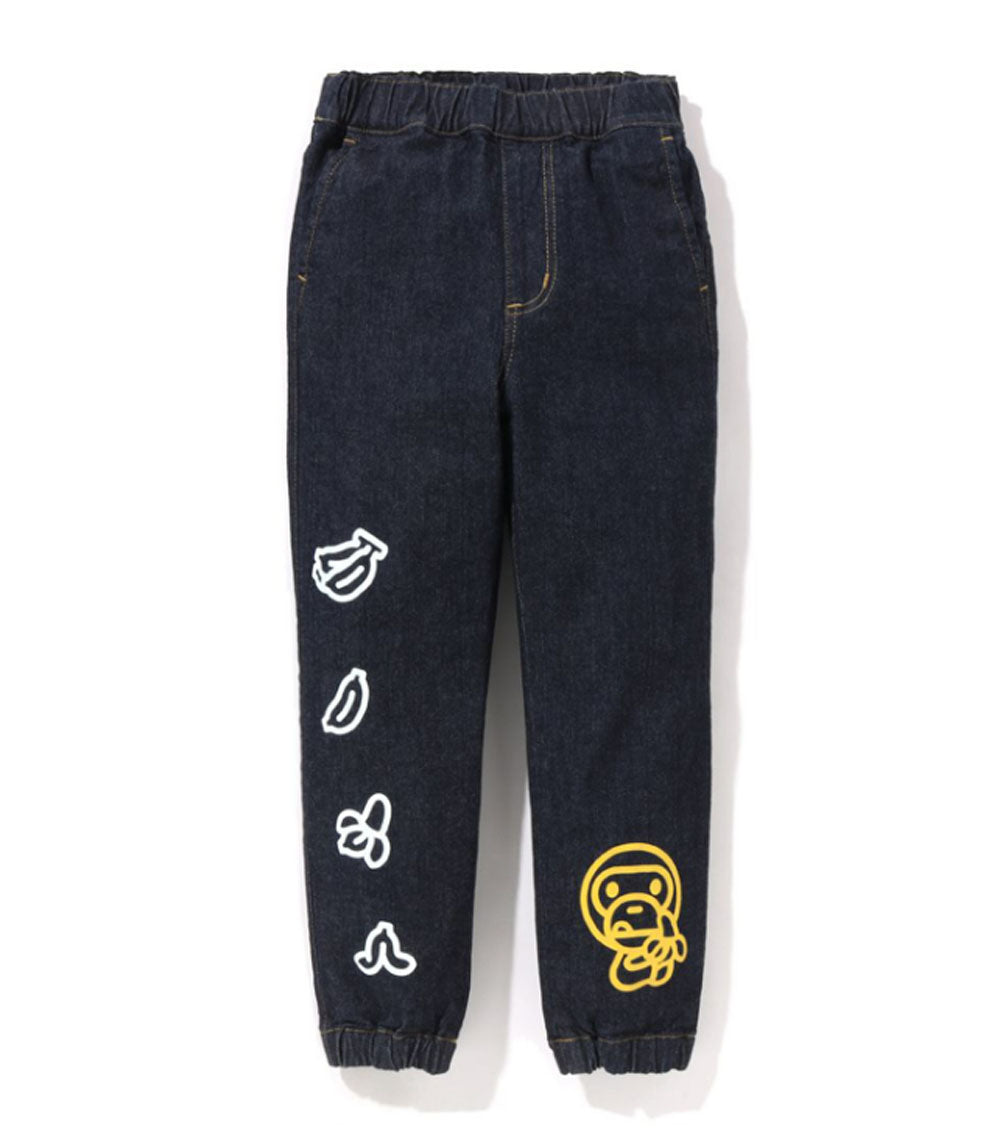 A BATHING APE BAPE KIDS BABY MILO BANANA JOGGER DENIM PANTS