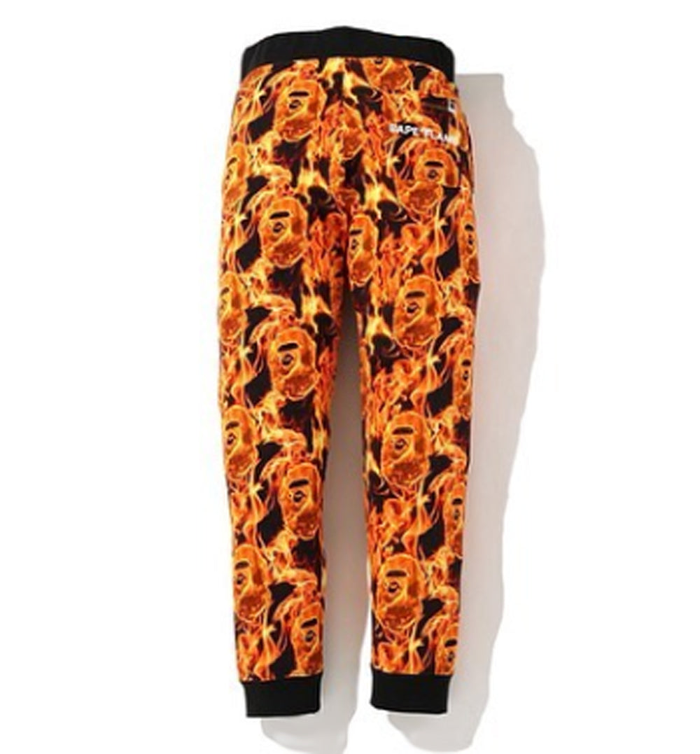 A BATHING APE BAPE FLAME SLIM SWEAT PANTS