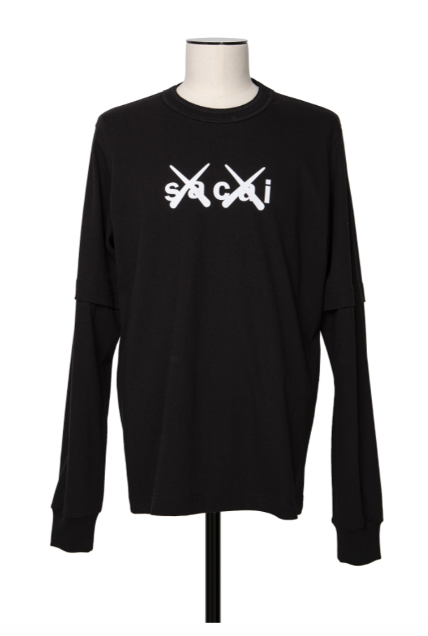 sacai x KAWS Flock Print T-Shirt 黒 サイズ4カウズ