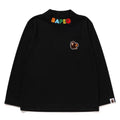 A BATHING APE BAPE KIDS APE HEAD & MILO ONE POINT HIGH NECK L/S TEE