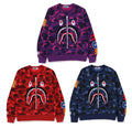 A BATHING APE COLOR CAMO EMBROIDERY SHARK CREWNECK