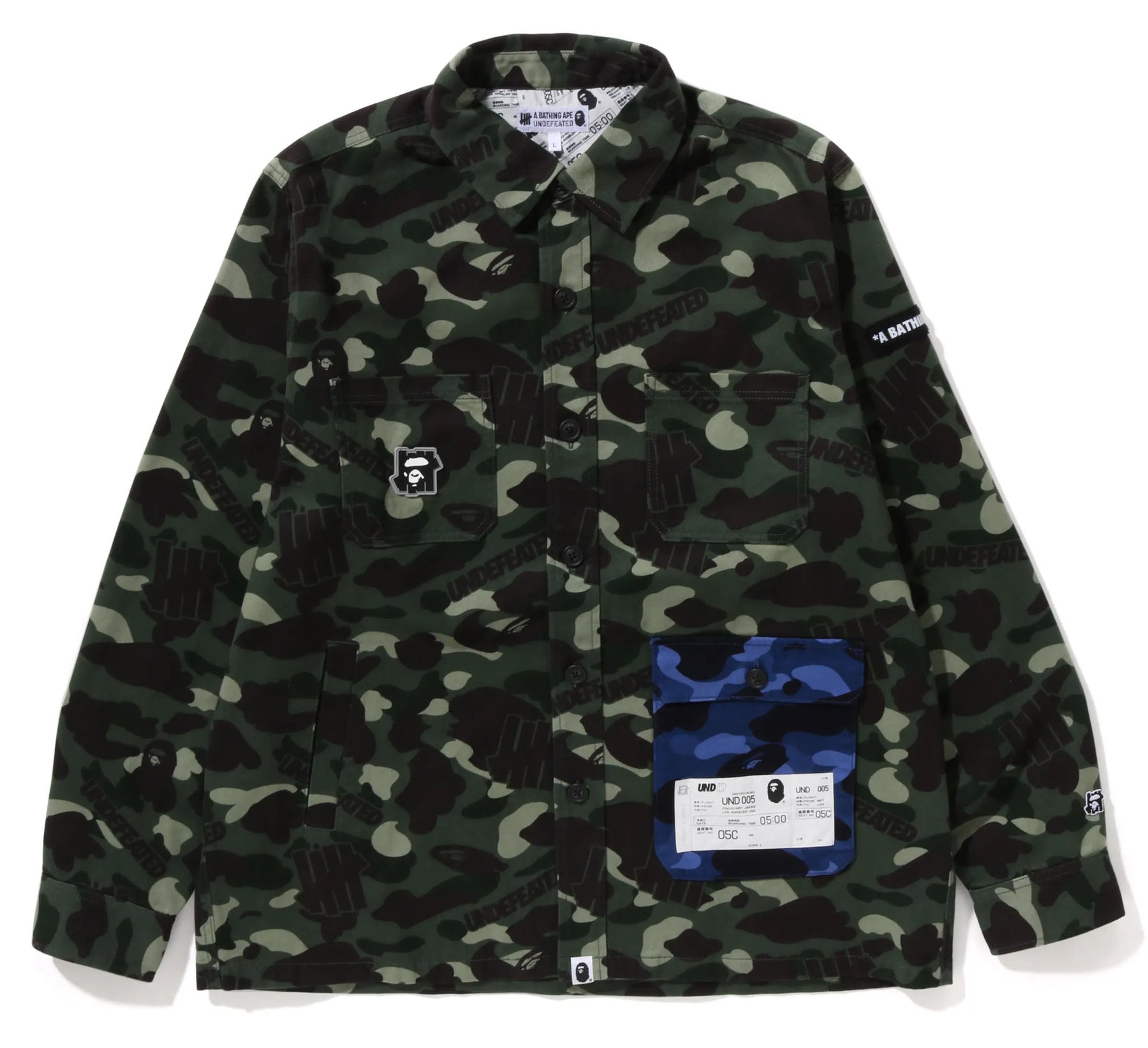 A BATHING APE BAPE x UNDEFEATED UNDFTD COLOR CAMO FLANNEL JACKET