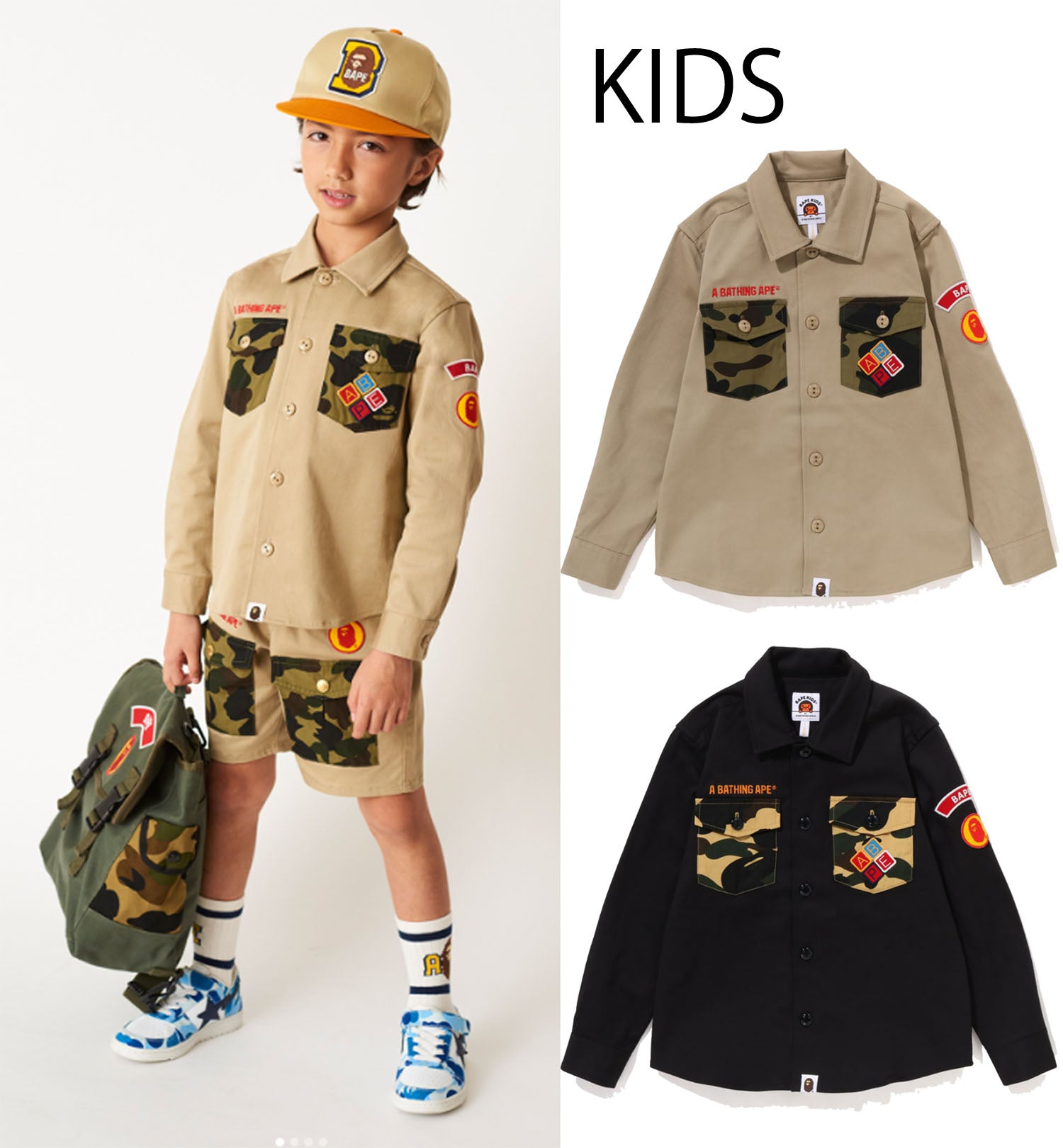 A BATHING APE BAPE KIDS BAPE BOY SCOUT SHIRT