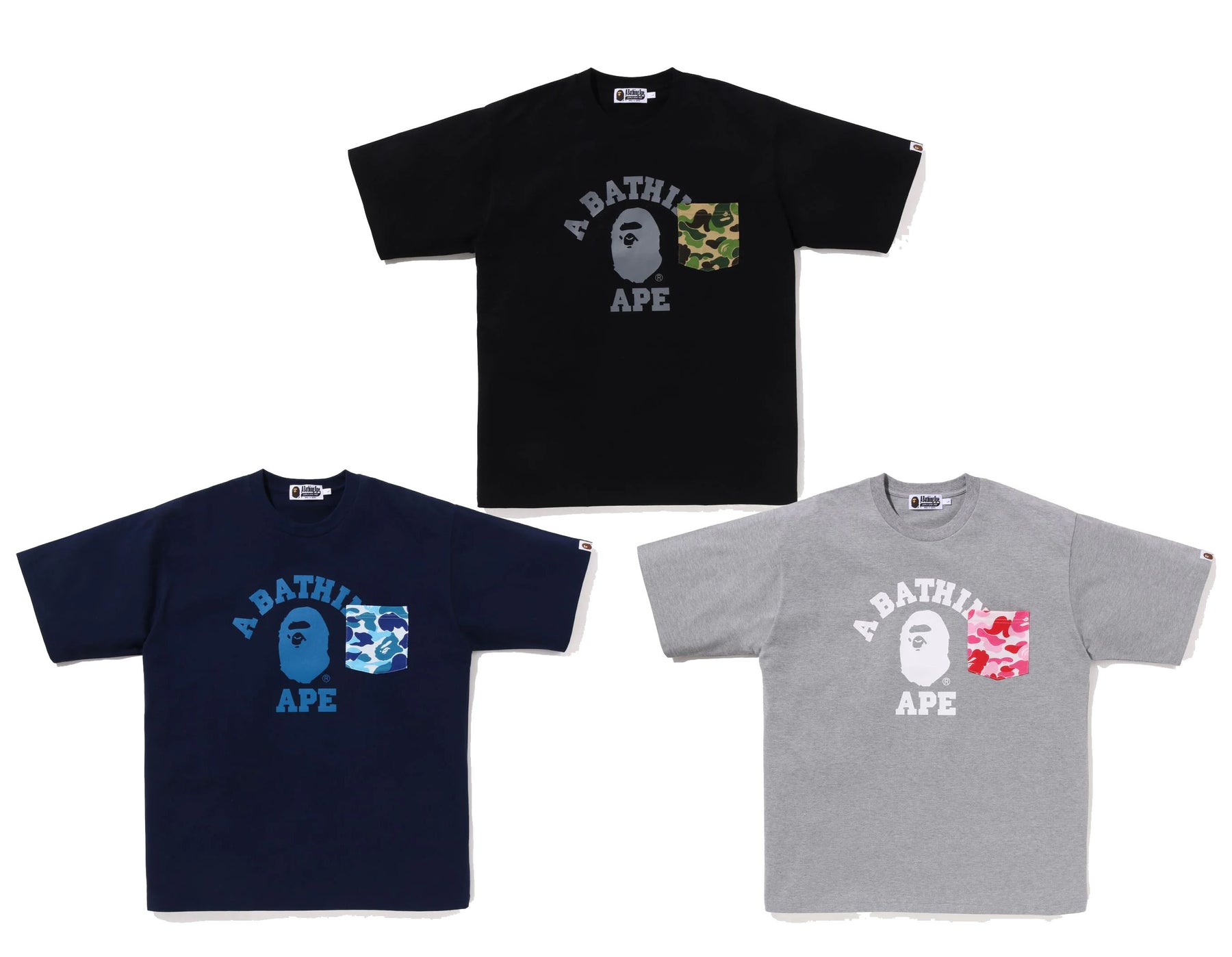 A BATHING APE ABC CAMO COLLEGE POCKET RELAXED TEE – happyjagabee store