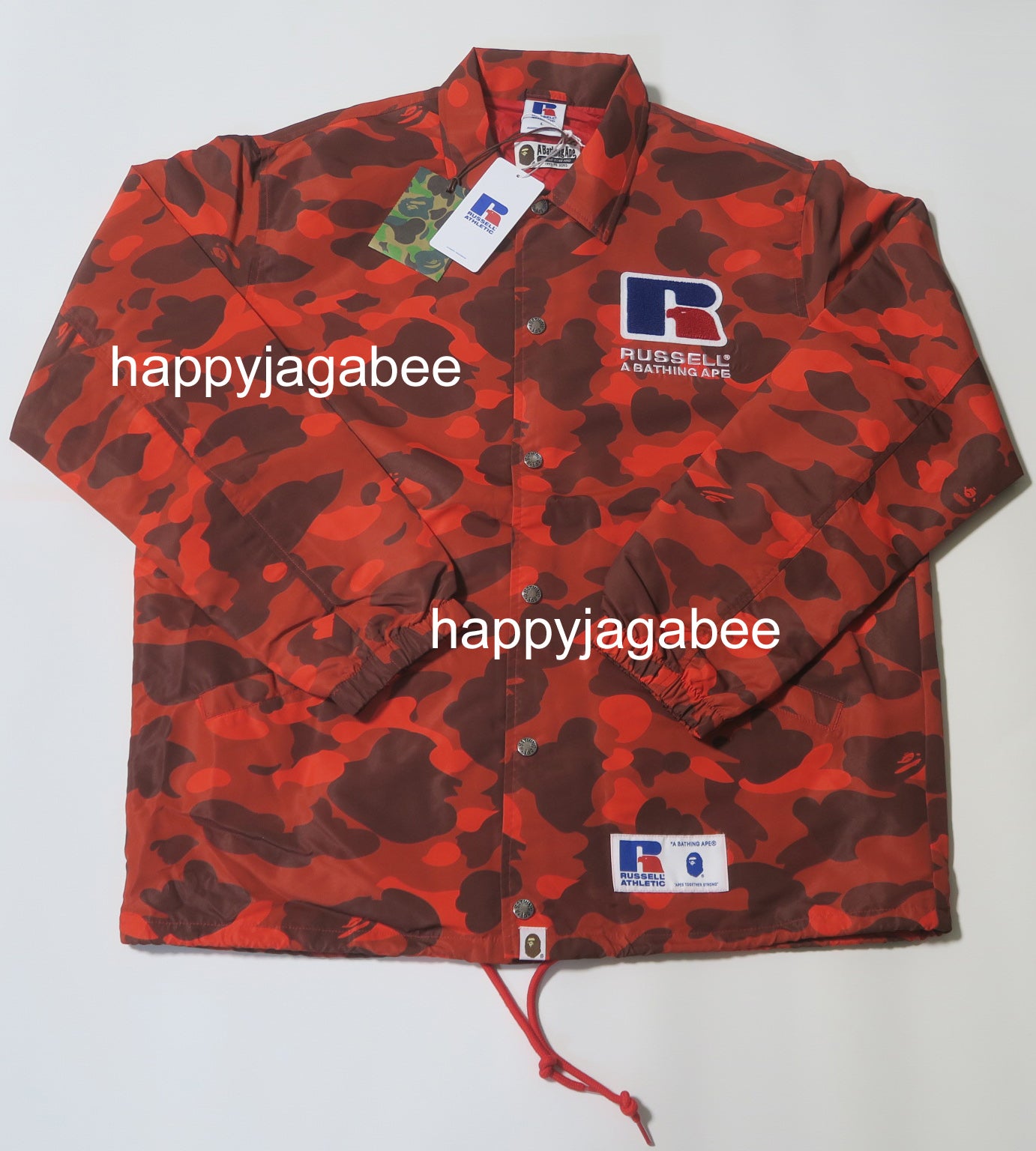 A BATHING APE × RUSSELL ATHLETIC BAPE x RUSSELL COLOR CAMO COLLEGE COACH  JACKET