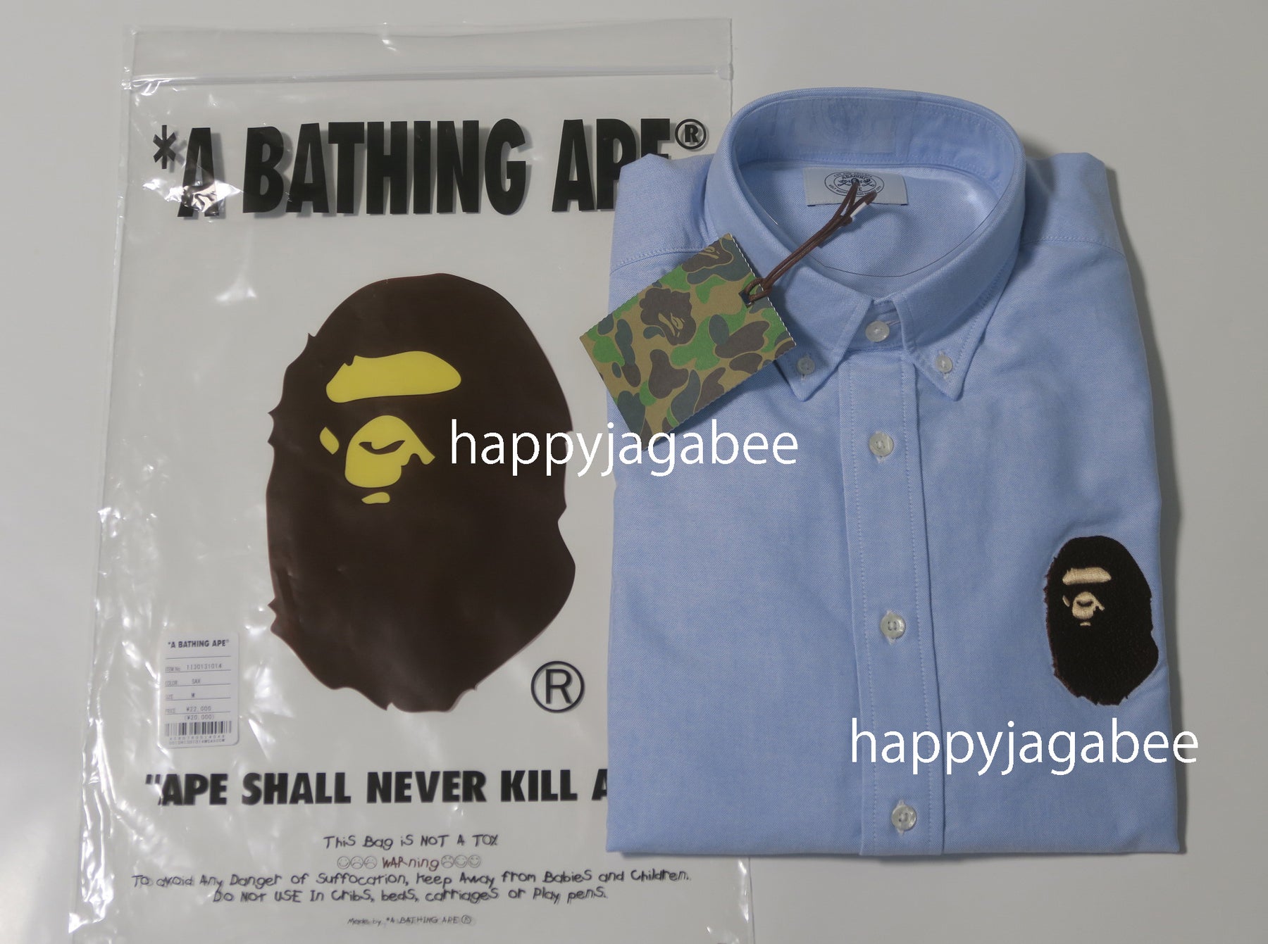 A BATHING APE LARGE APE HEAD OXFORD BD SHIRT