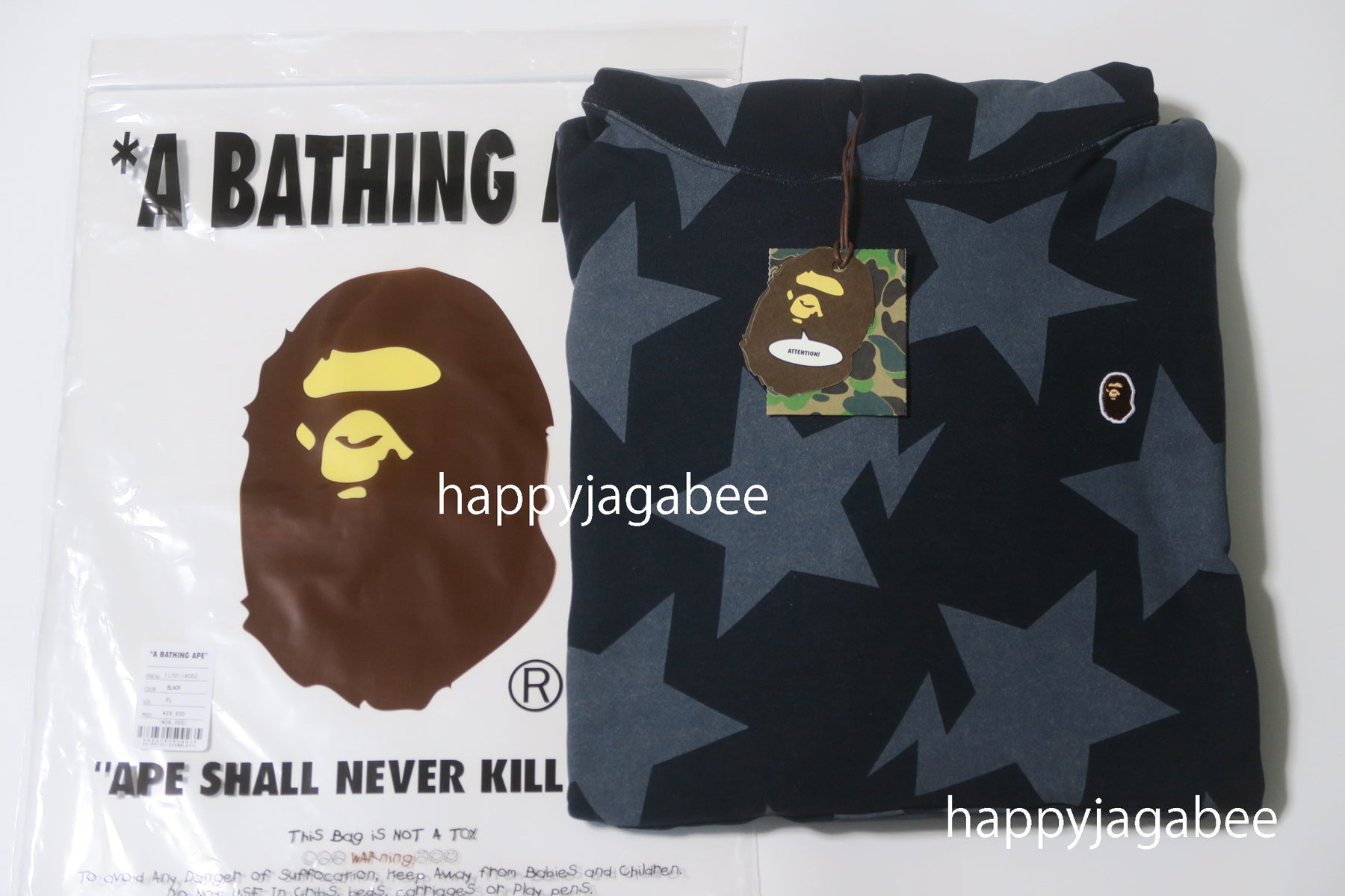 A Bathing Ape Sta Pattern Shark Hoodie - Black