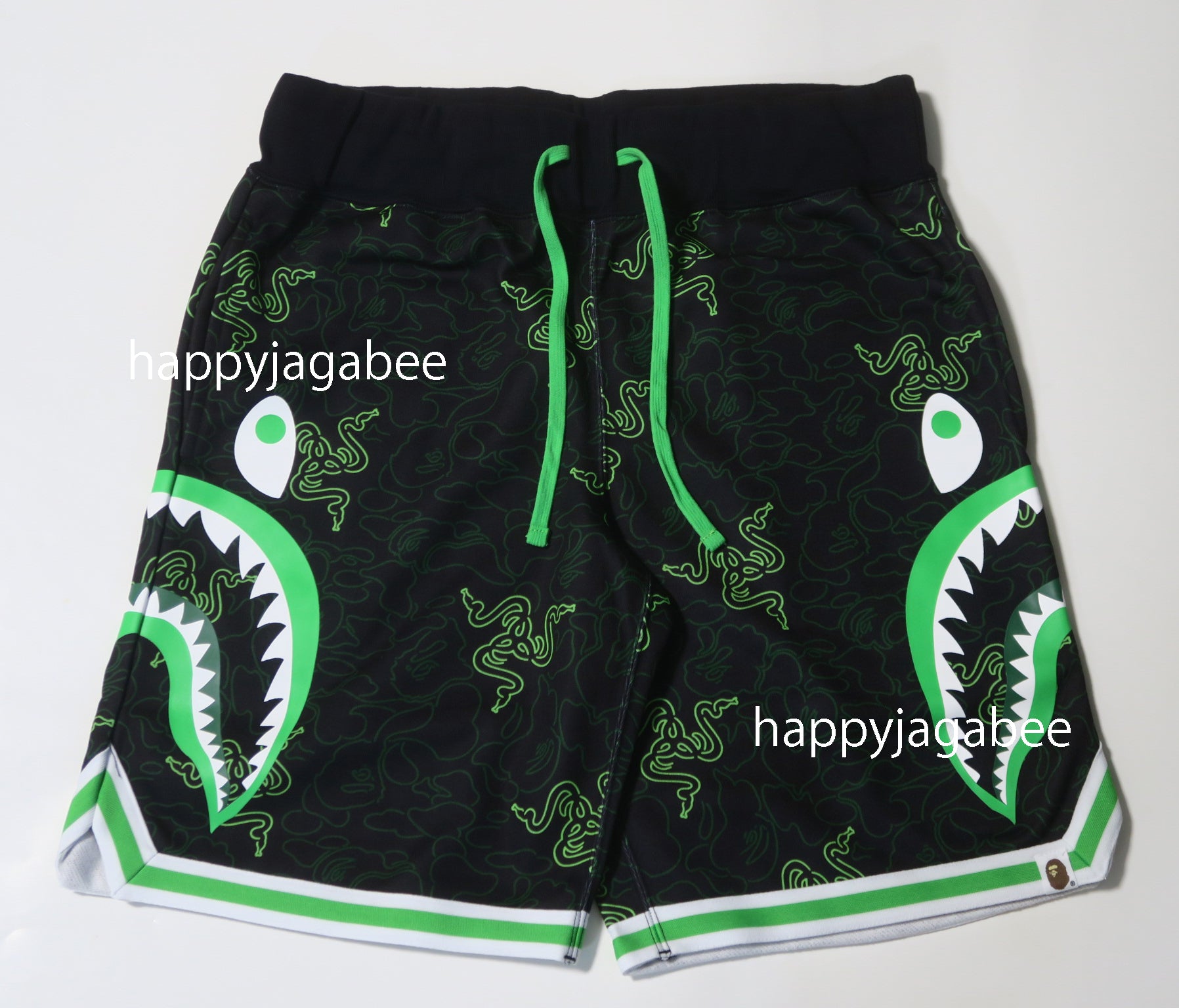 A BATHING APE BAPE x RAZER NEON CAMO BASKETBALL SWEAT SHORTS