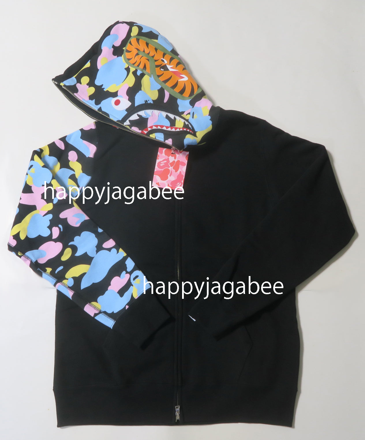 A BATHING APE Ladies NEW MULTI CAMO SHARK FULL ZIP HOODIE