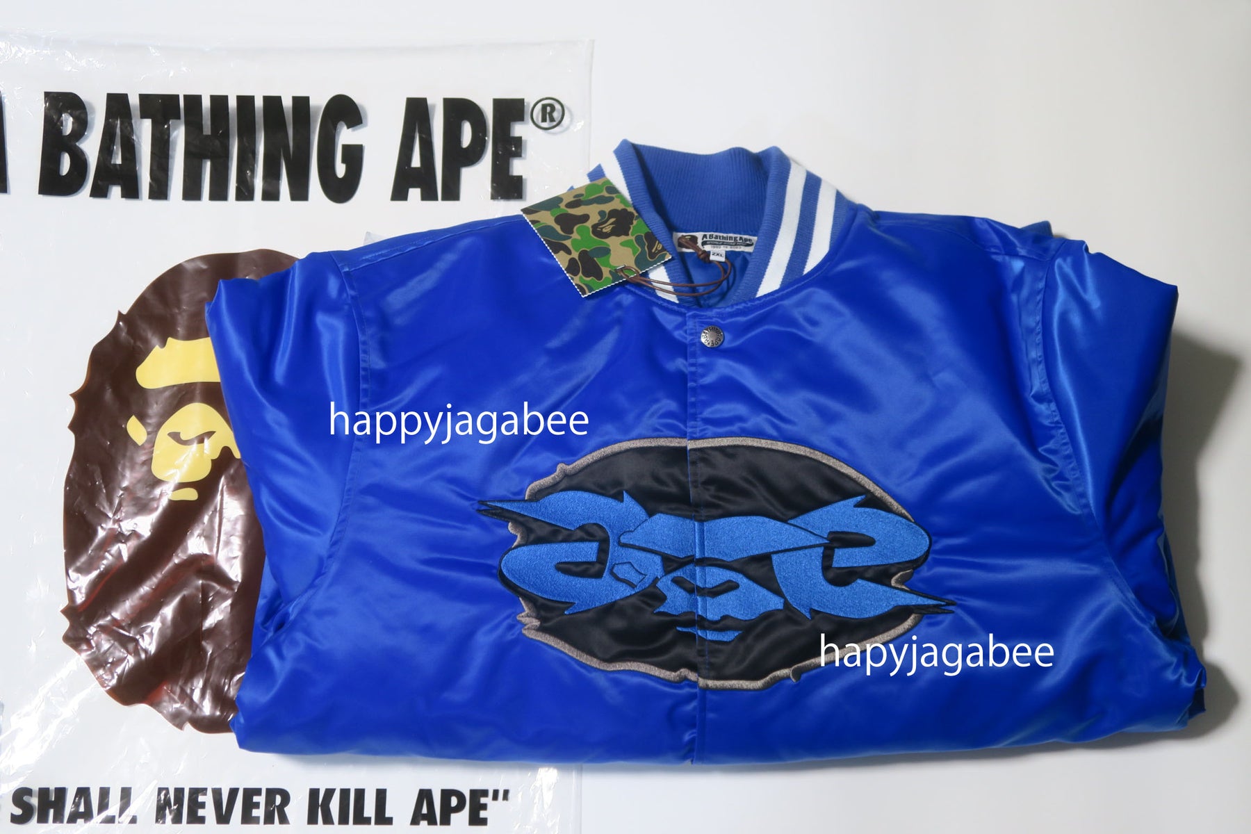 A BATHING APE APE RELAXED FIT NYLON VARSITY JACKET – happyjagabee