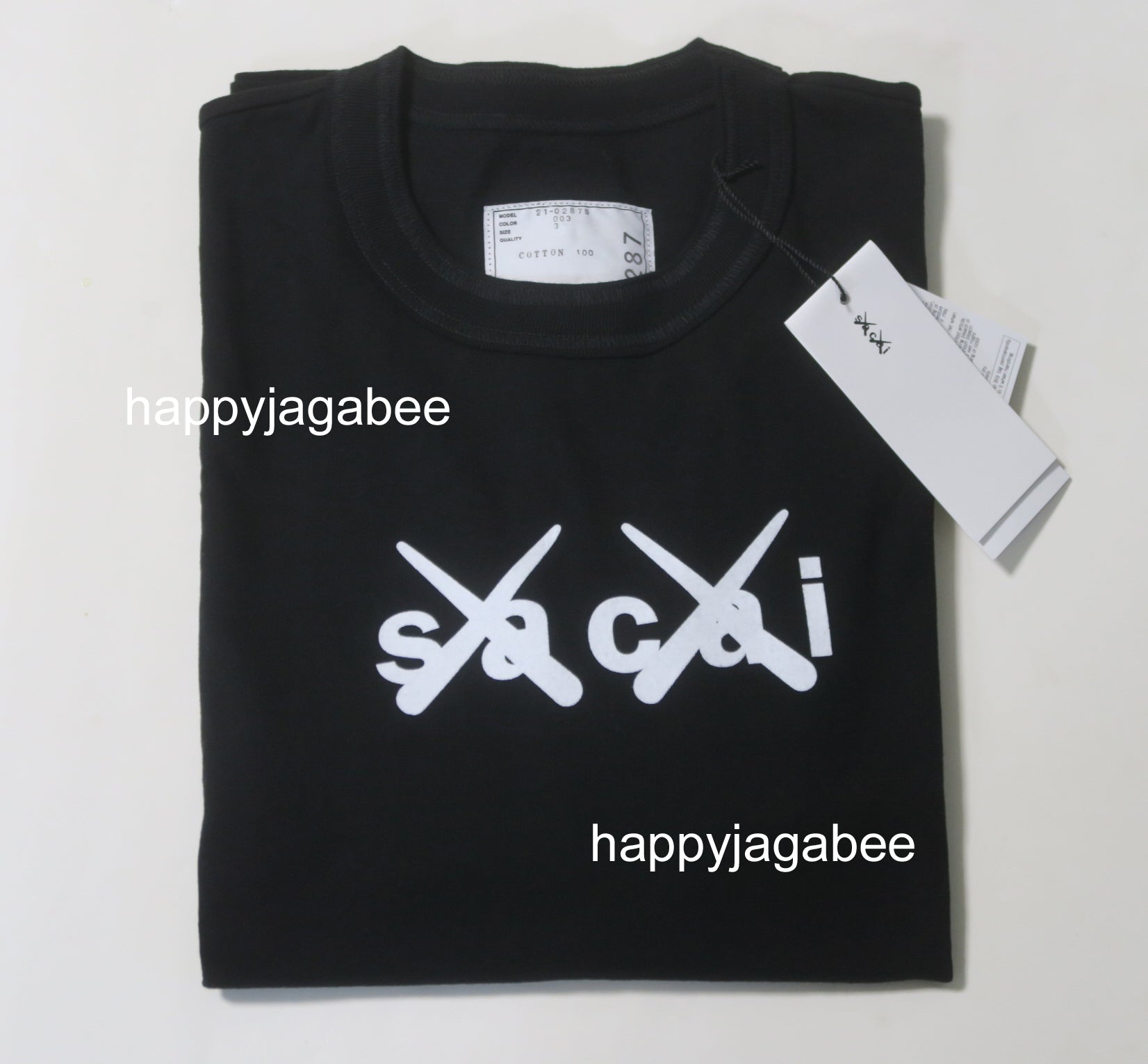 sacai x KAWS Flock Print T-Shirt 黒 サイズ4カウズ