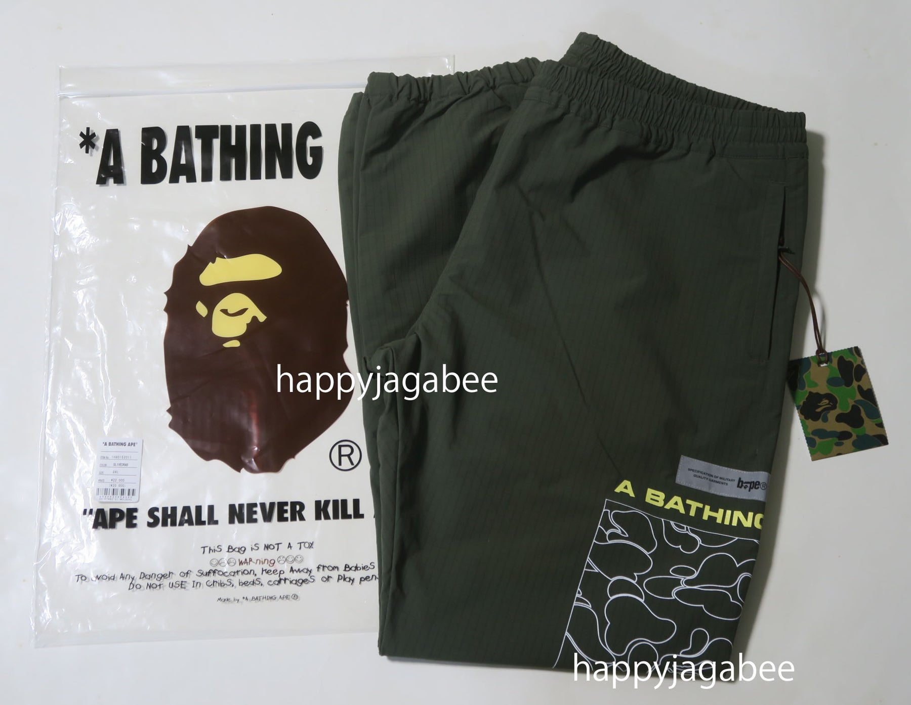 A BATHING APE BAPE RIP STOP TRACK PANTS