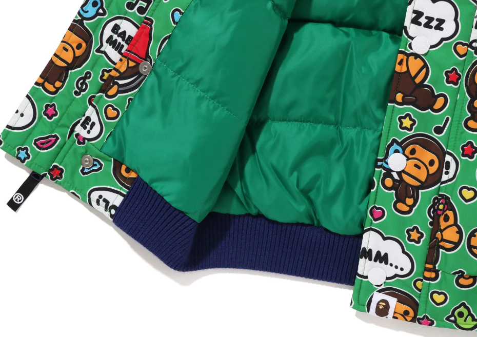 A BATHING APE BAPE KIDS BABY MILO SPEECH BALLOON HOODIE DOWN JACKET