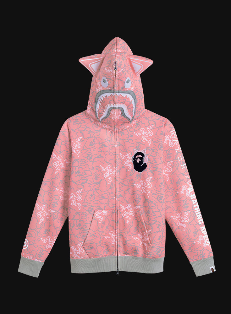 A BATHING APE Ladies' BAPE x RAZER NEON CAMO SHARK FULL ZIP HOODIE